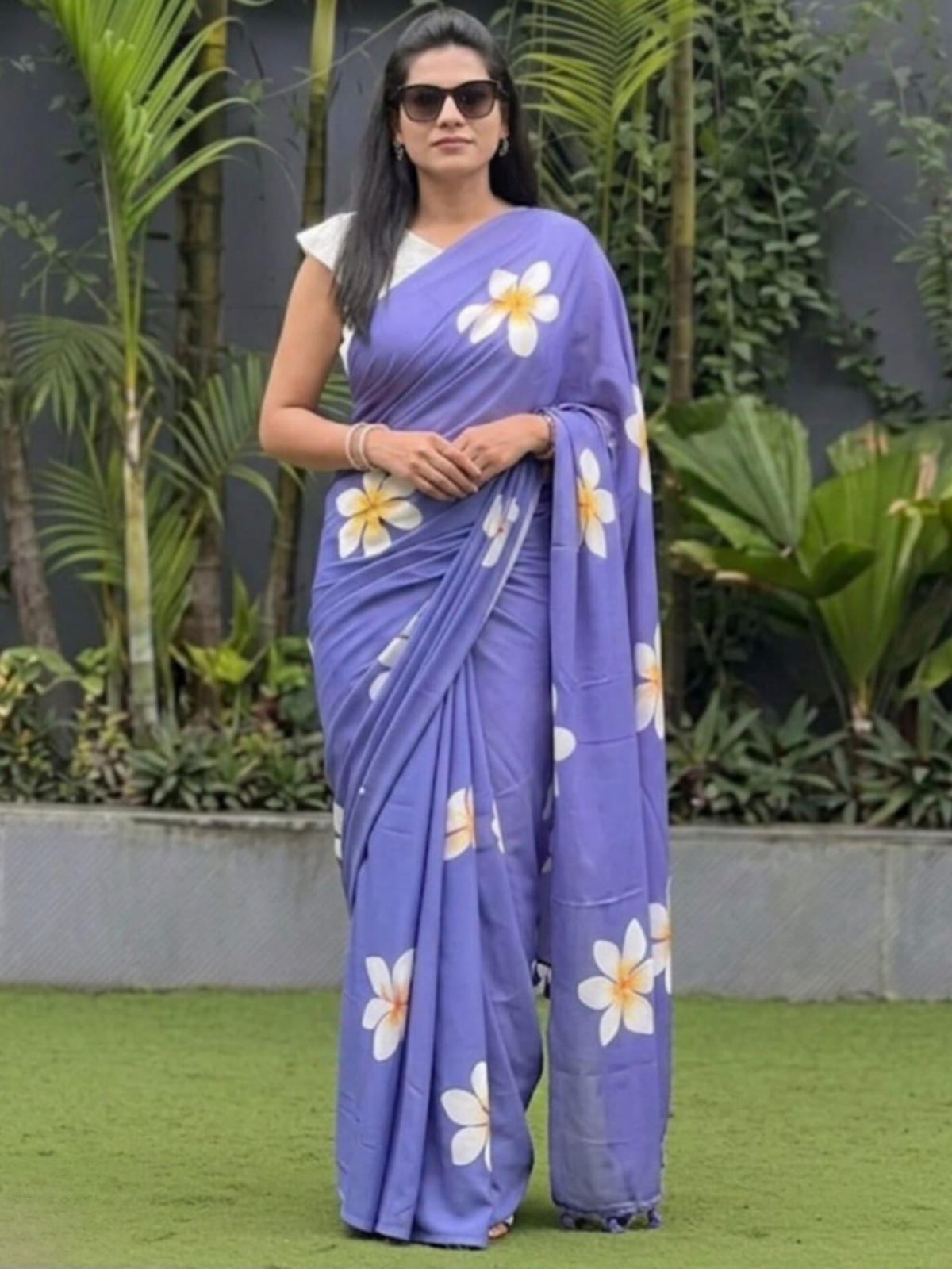 Elegant Lavender Floral Saree