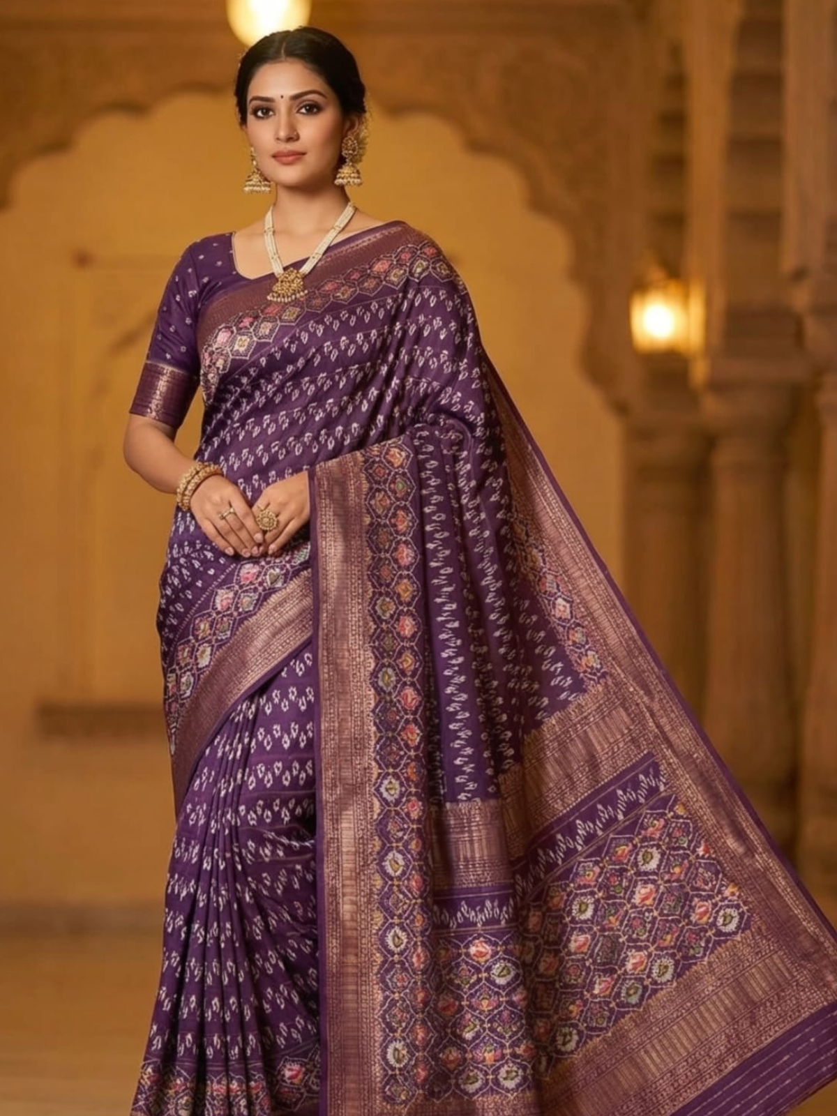 Royal Purple Silk Saree with Designer Border