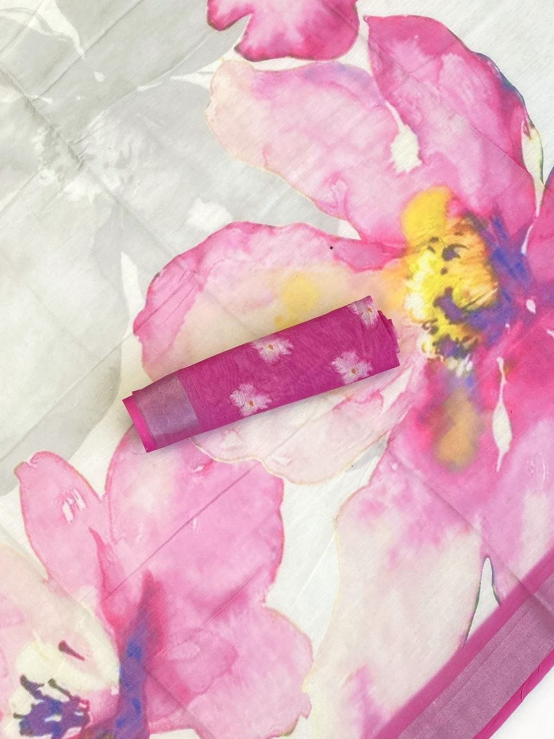 Charming Pink Floral Organza Saree with Designer Blouse