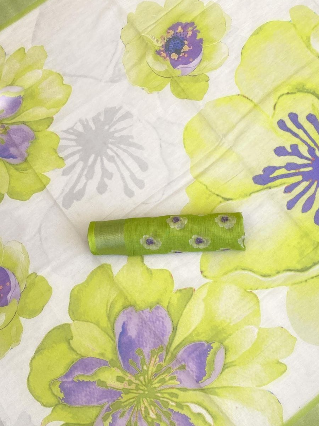 Stylish Green Floral Organza Saree with Blouse