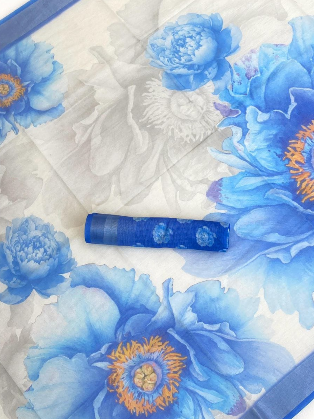 Elegant Blue Floral Organza Saree with Designer Blouse