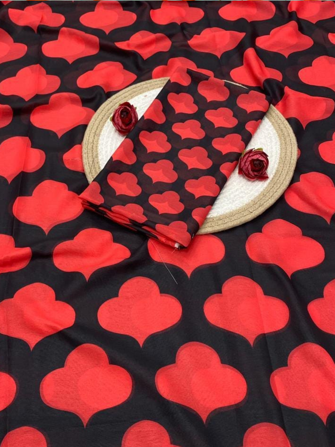 Black & Pink Designer Printed Saree