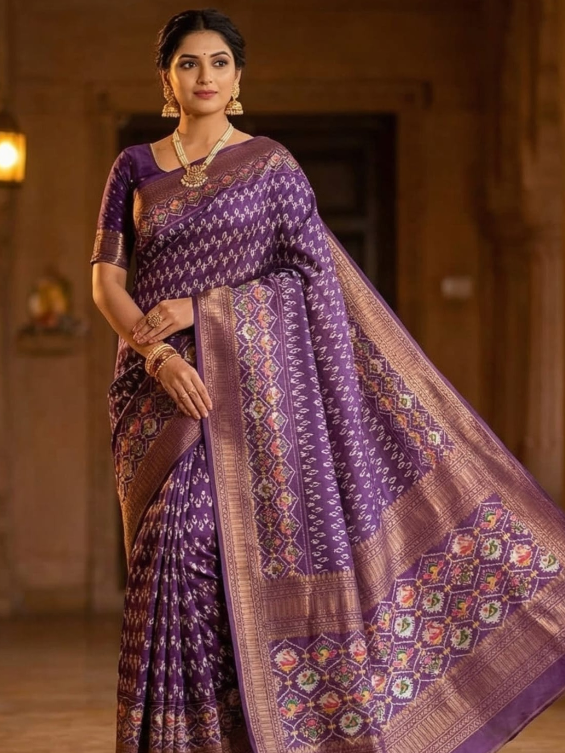 Royal Purple Silk Saree with Designer Border