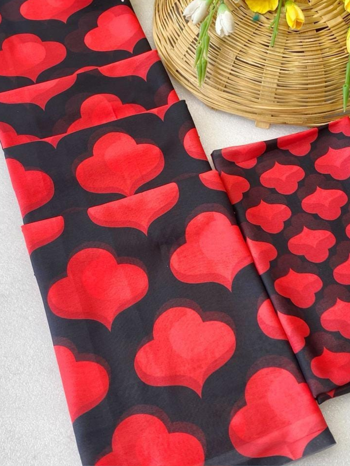 Black & Pink Designer Printed Saree