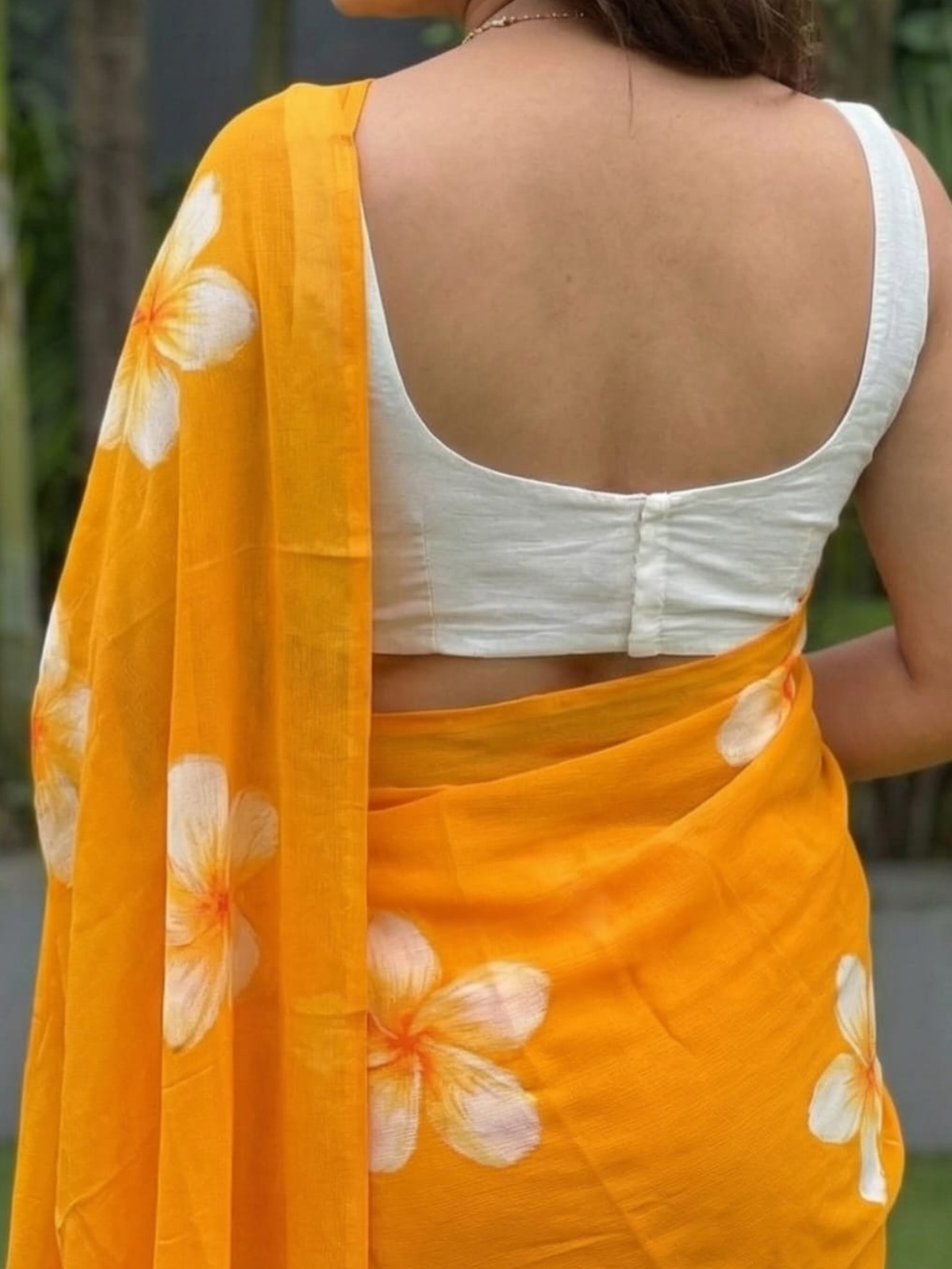 Vibrant Orange Floral Saree