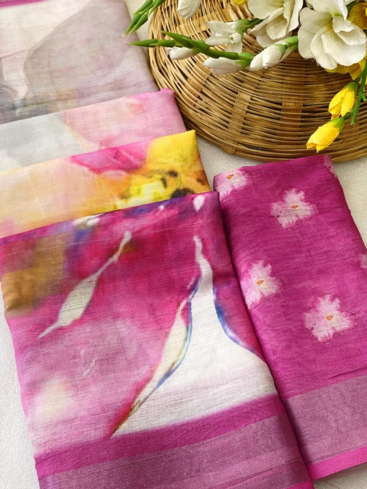 Charming Pink Floral Organza Saree with Designer Blouse