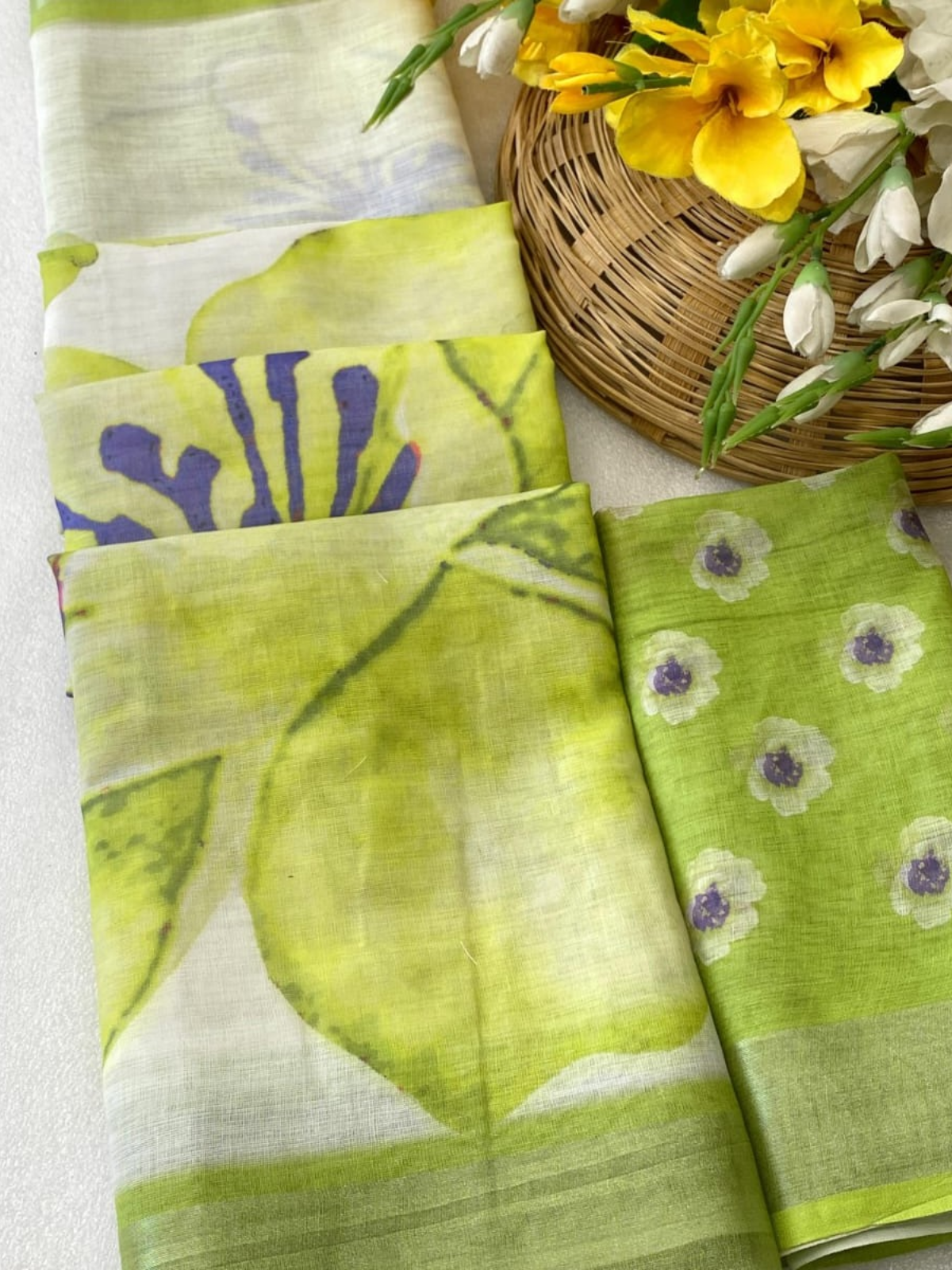 Stylish Green Floral Organza Saree with Blouse