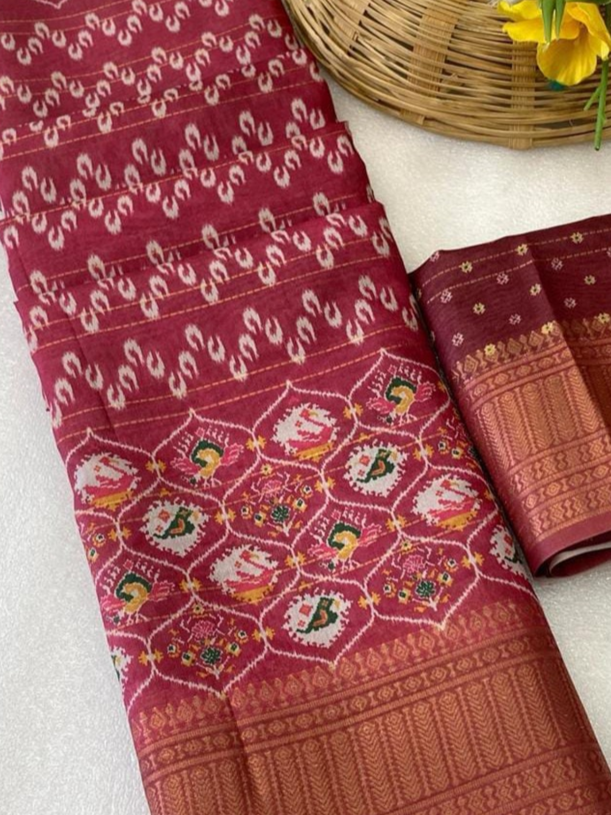 Classic Red Silk Saree with Golden Border
