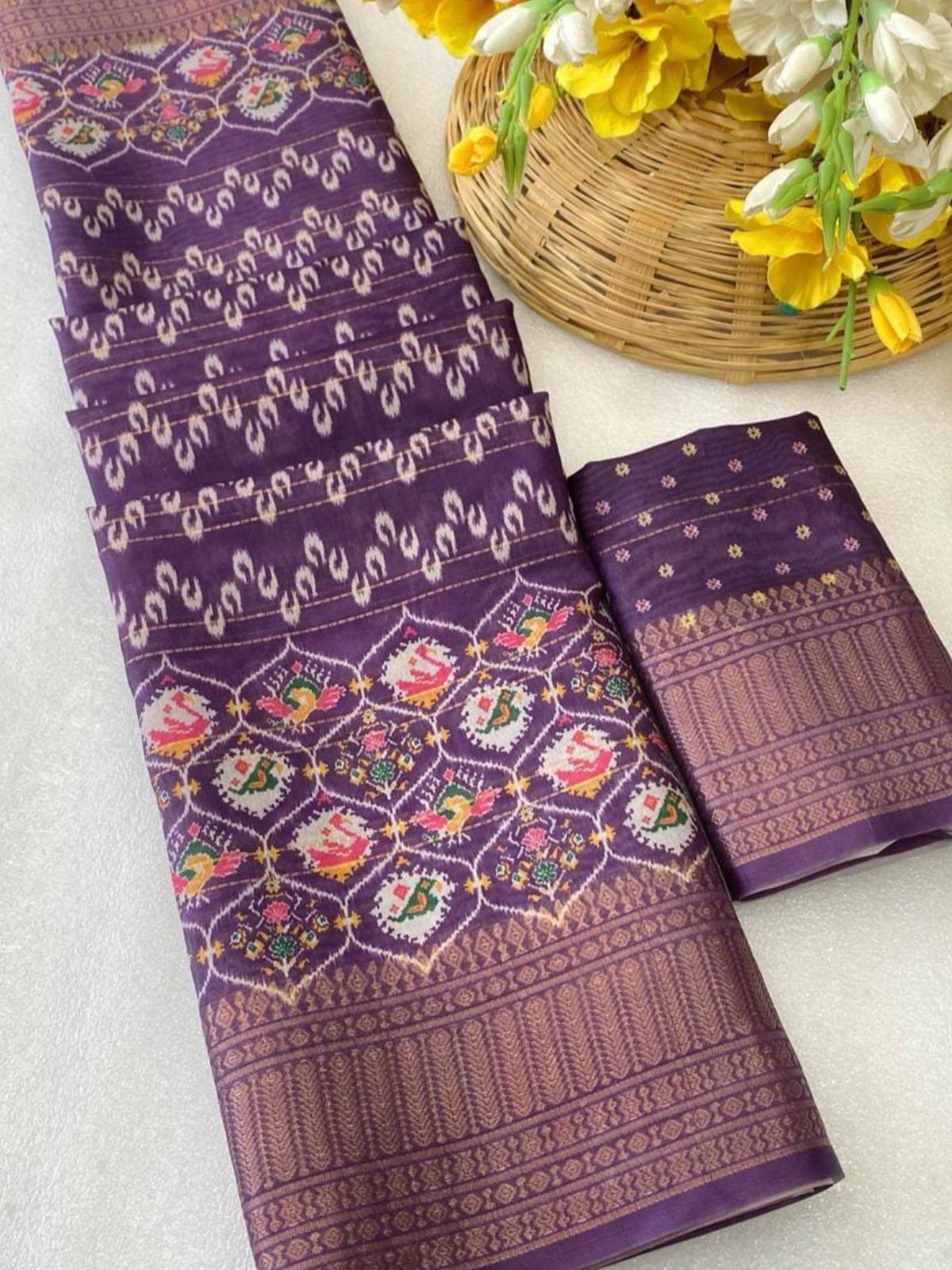 Royal Purple Silk Saree with Designer Border