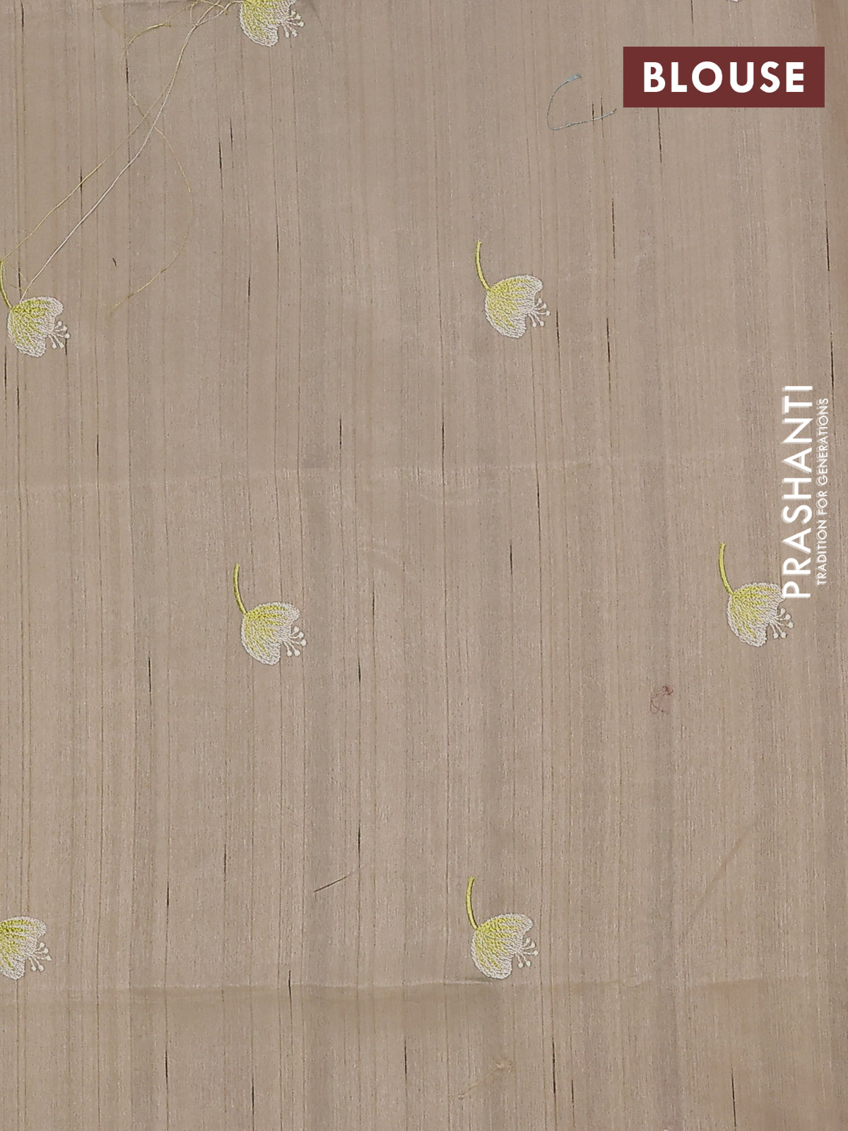 Semi raw silk saree beige with embroidery work buttas and floral embroidery border