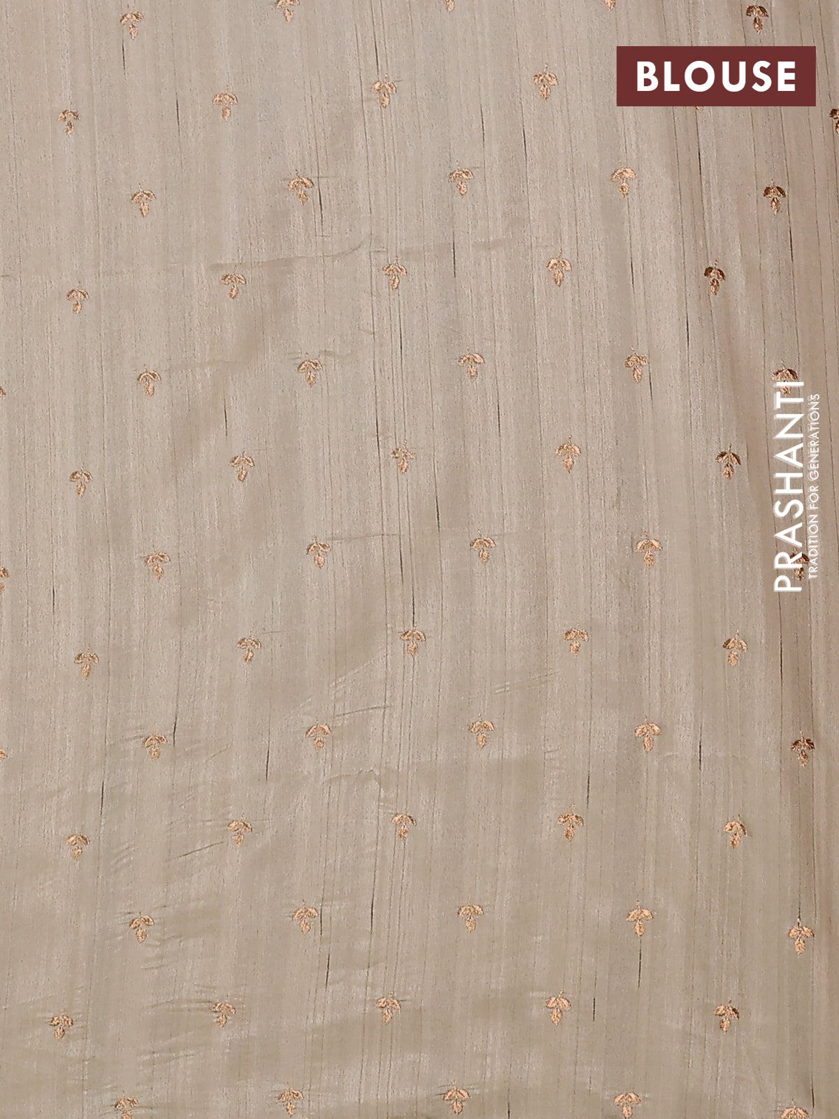 Semi raw silk saree beige with embroidery buttas and embroidery butta border
