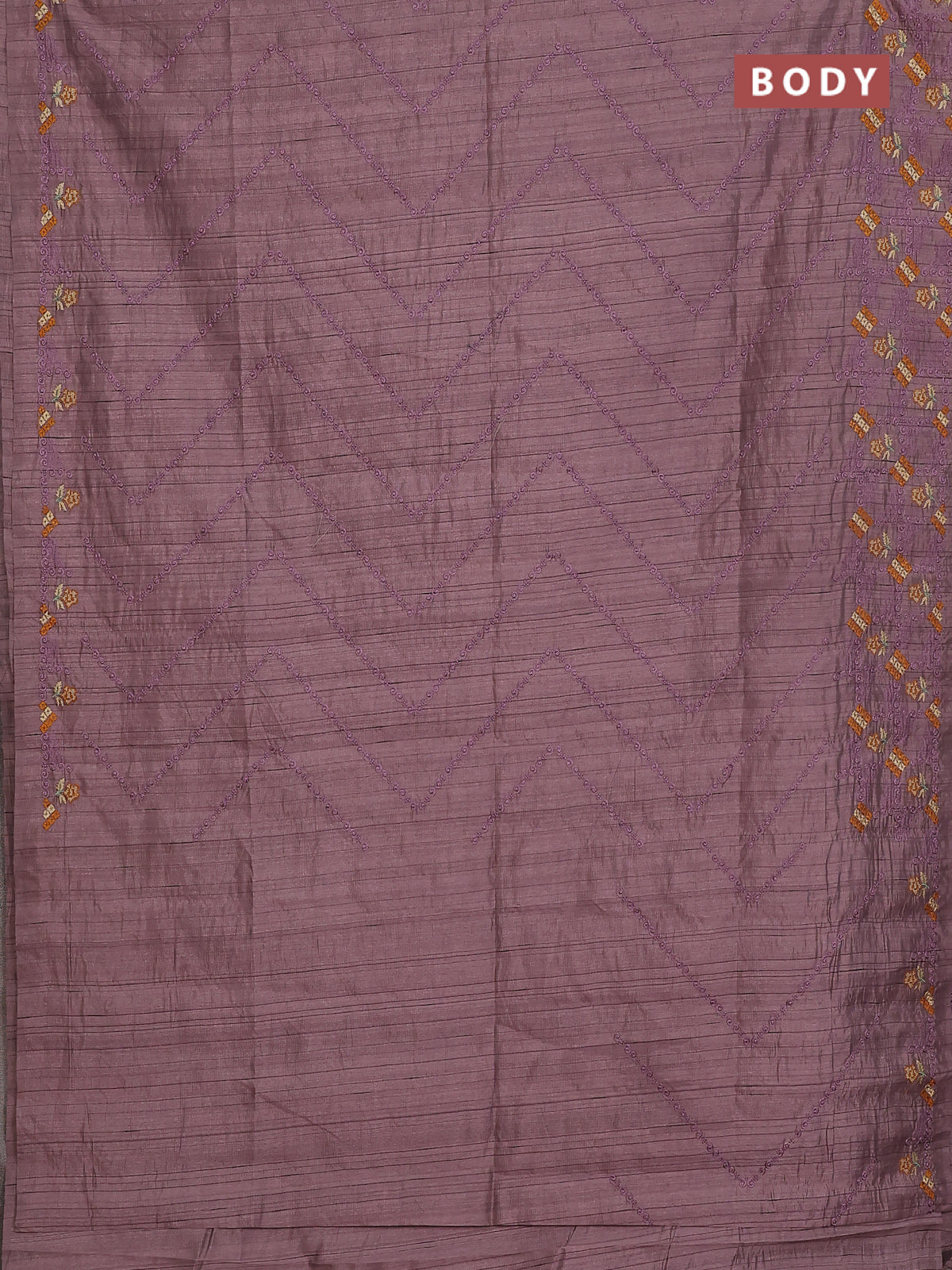 Semi raw silk saree pastel purple shade with allover embrodery work and embroidery border