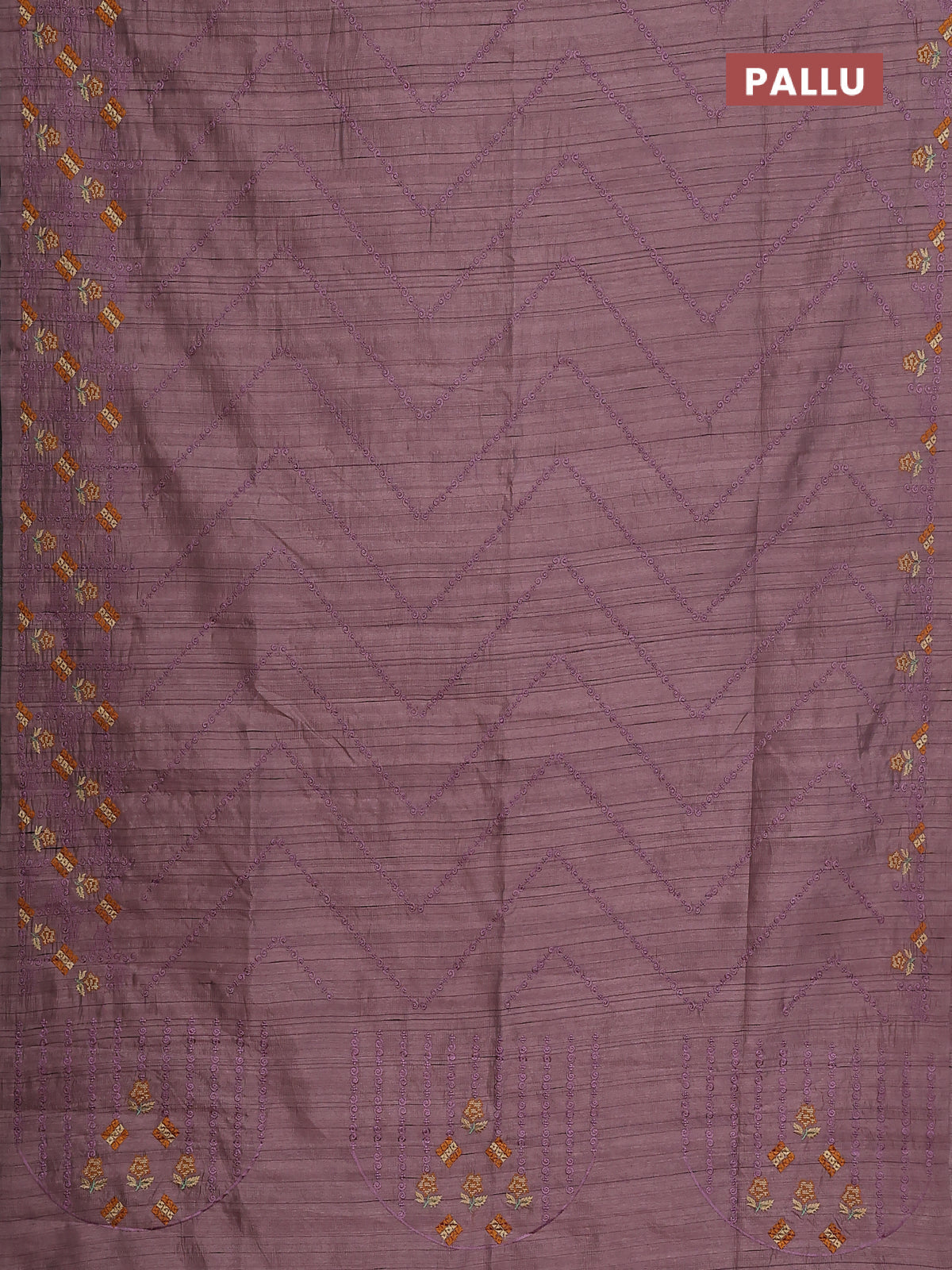 Semi raw silk saree pastel purple shade with allover embrodery work and embroidery border