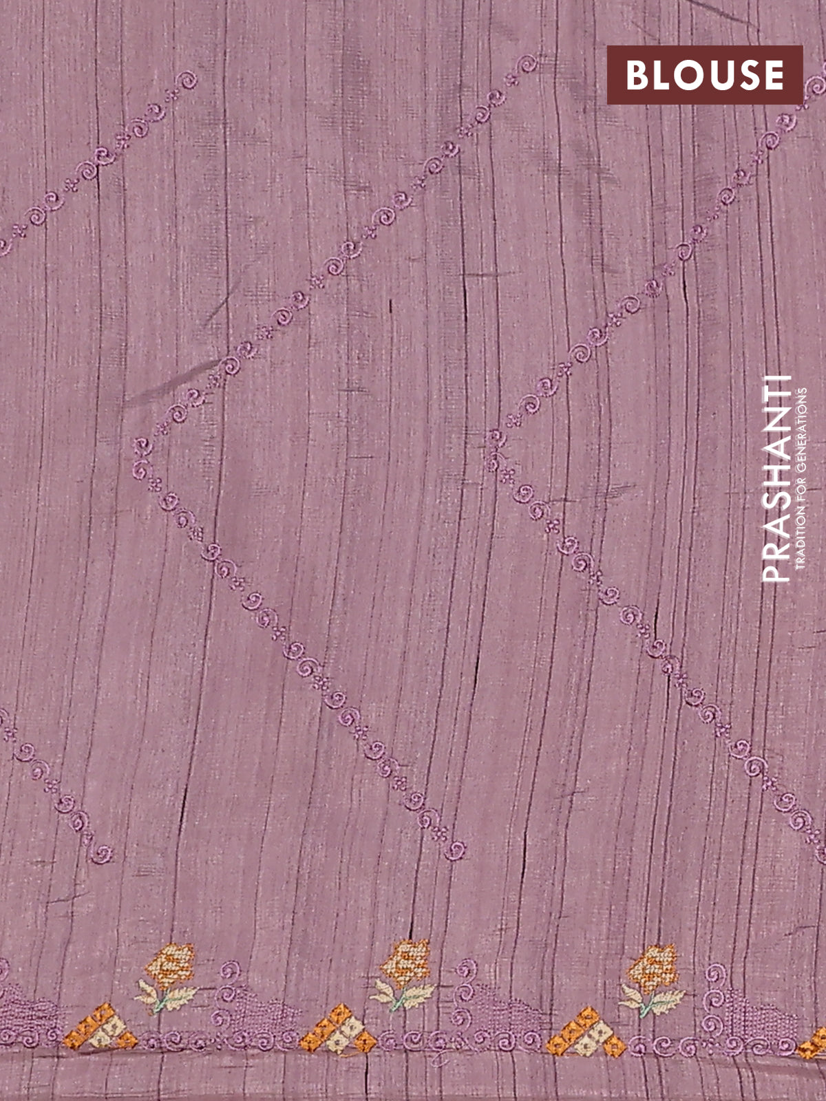 Semi raw silk saree pastel purple shade with allover embrodery work and embroidery border