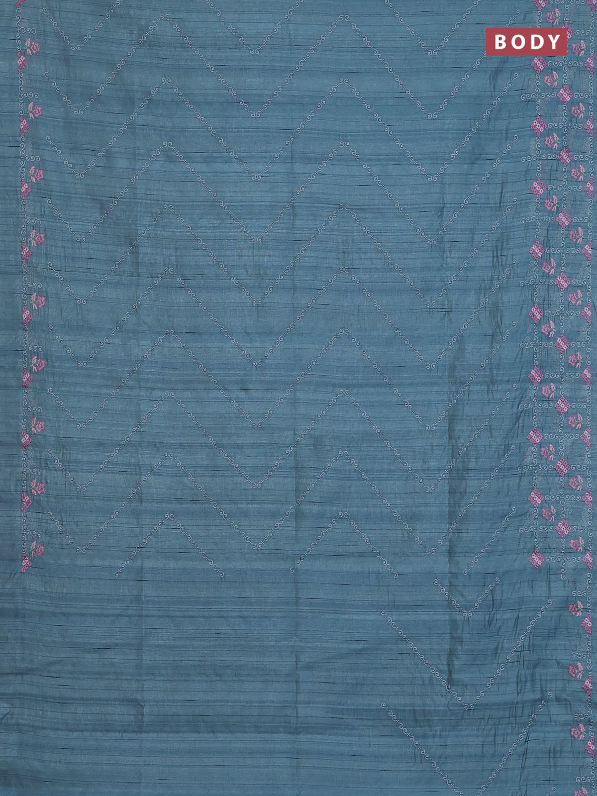 Semi raw silk saree pastel blue shade with allover embrodery work and embroidery border