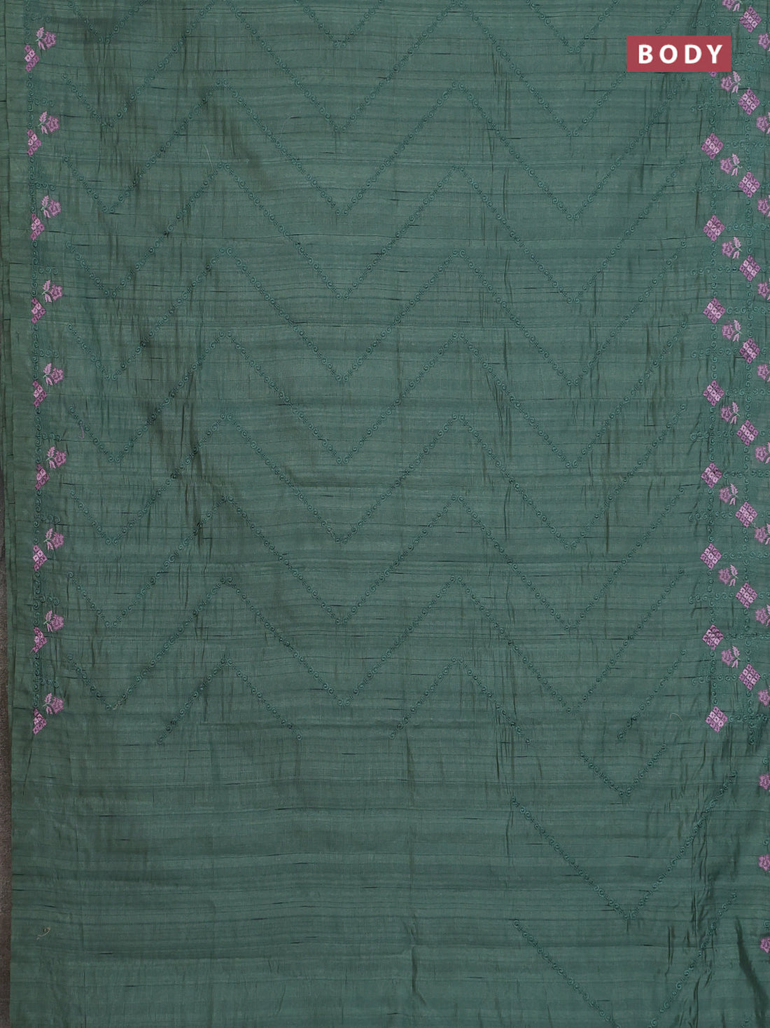 Semi raw silk saree green shade with allover embrodery work and embroidery border