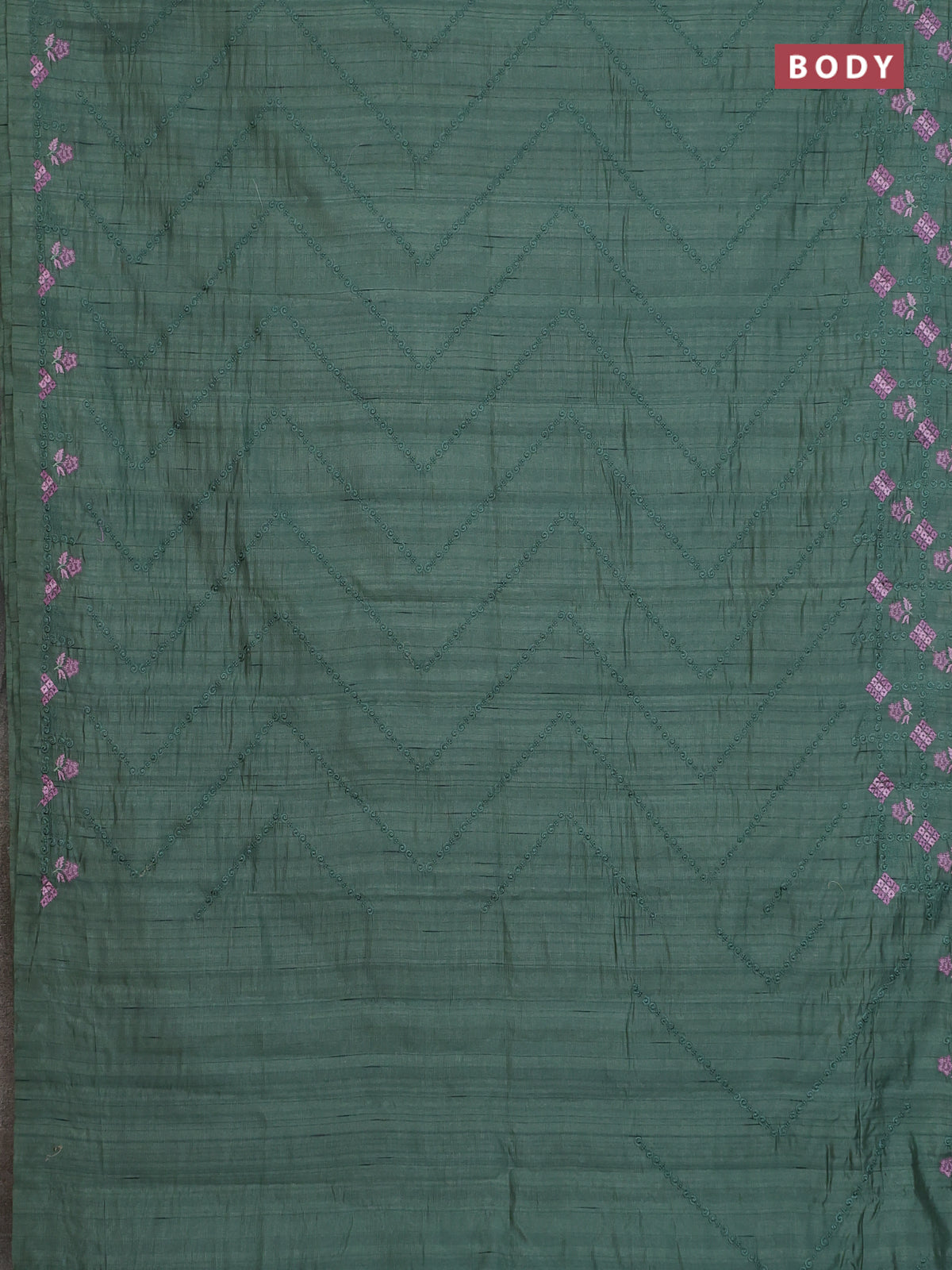 Semi raw silk saree green shade with allover embrodery work and embroidery border