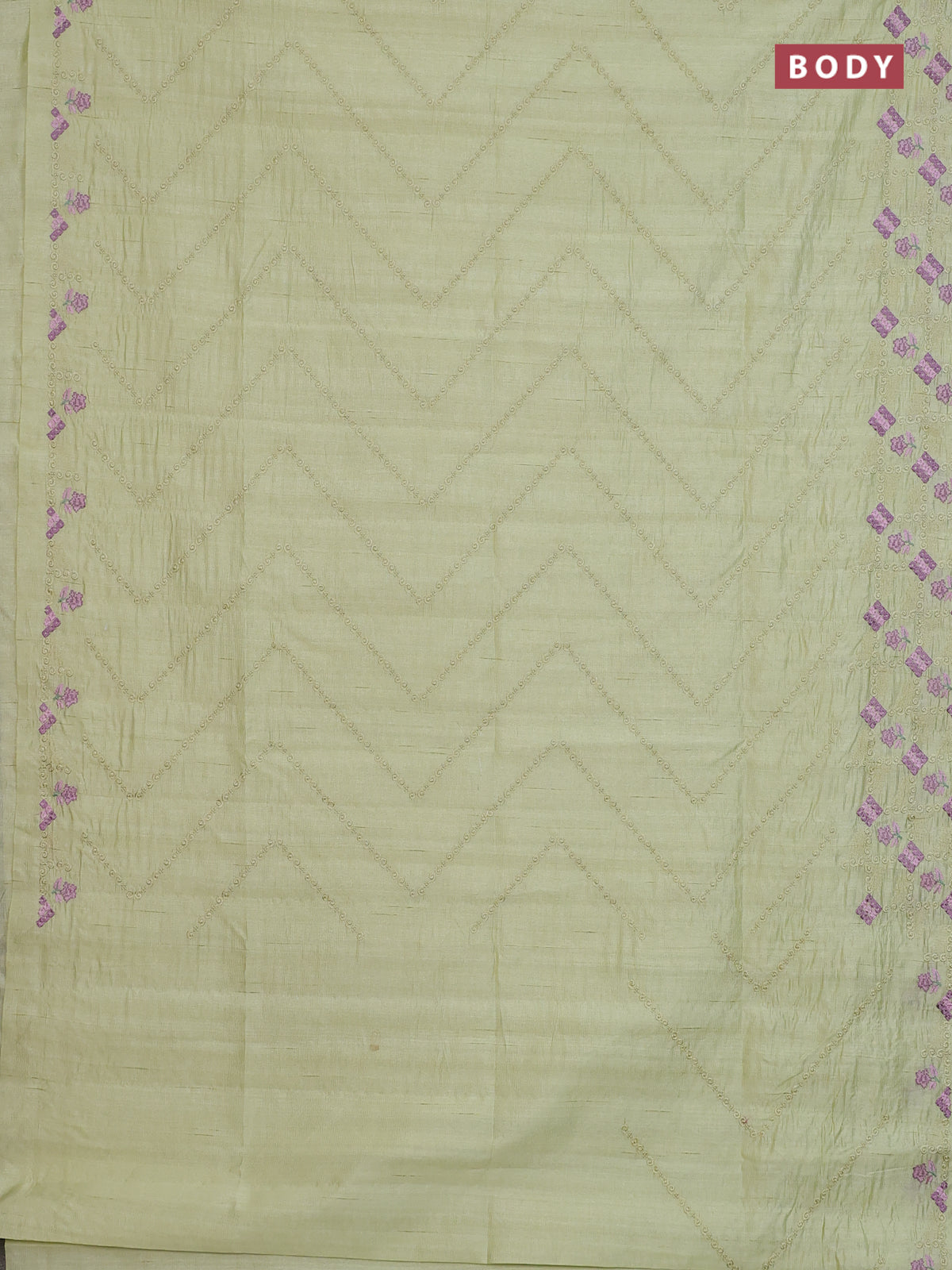 Semi raw silk saree mild pista green with allover embrodery work and embroidery border