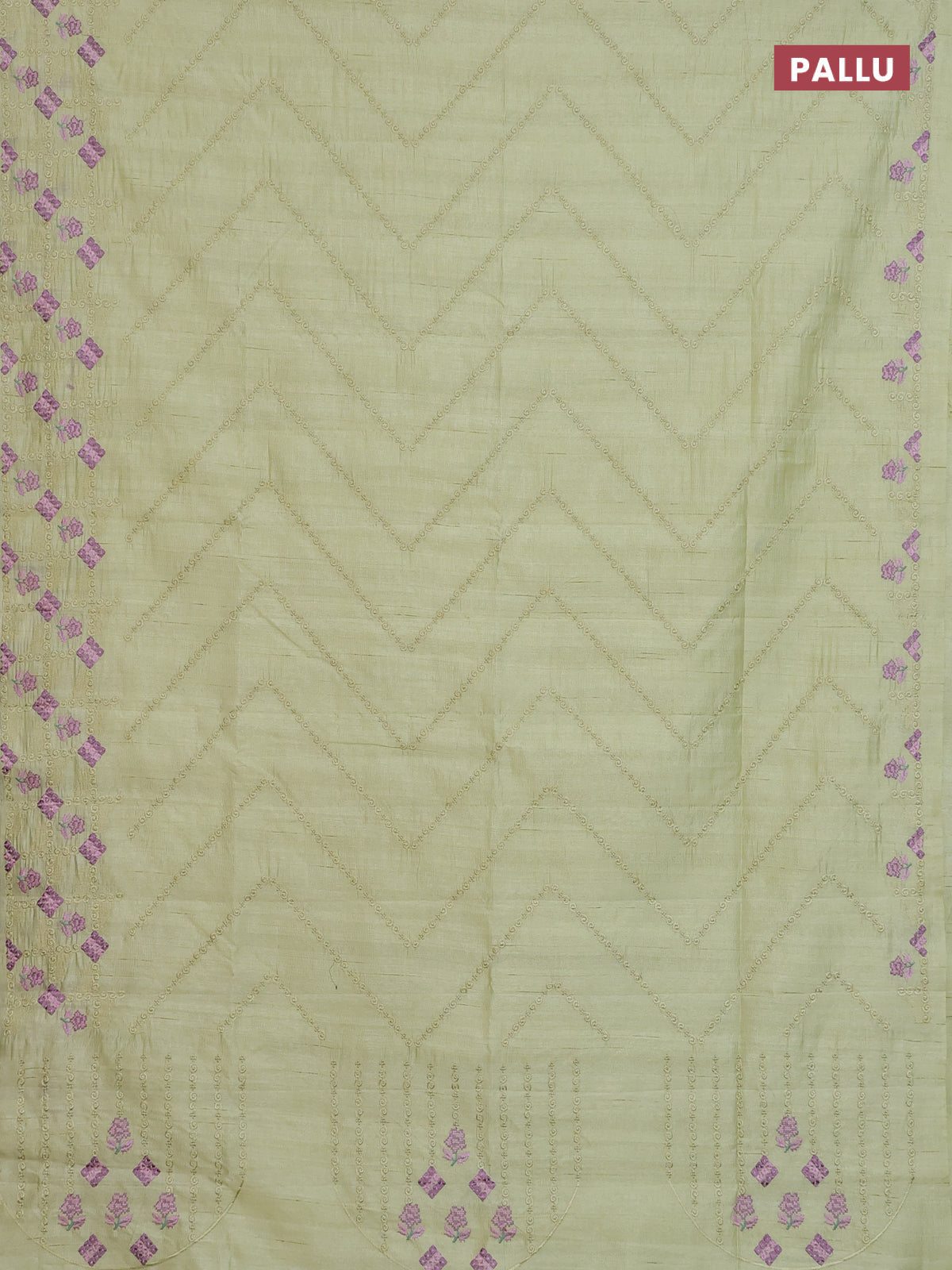 Semi raw silk saree mild pista green with allover embrodery work and embroidery border