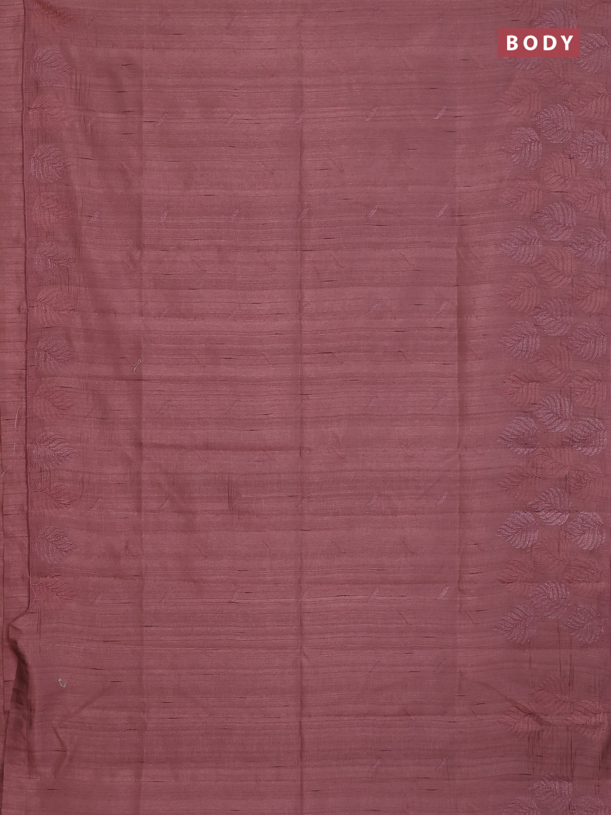 Semi raw silk saree brown with embroidery buttas and leaf embroidery border