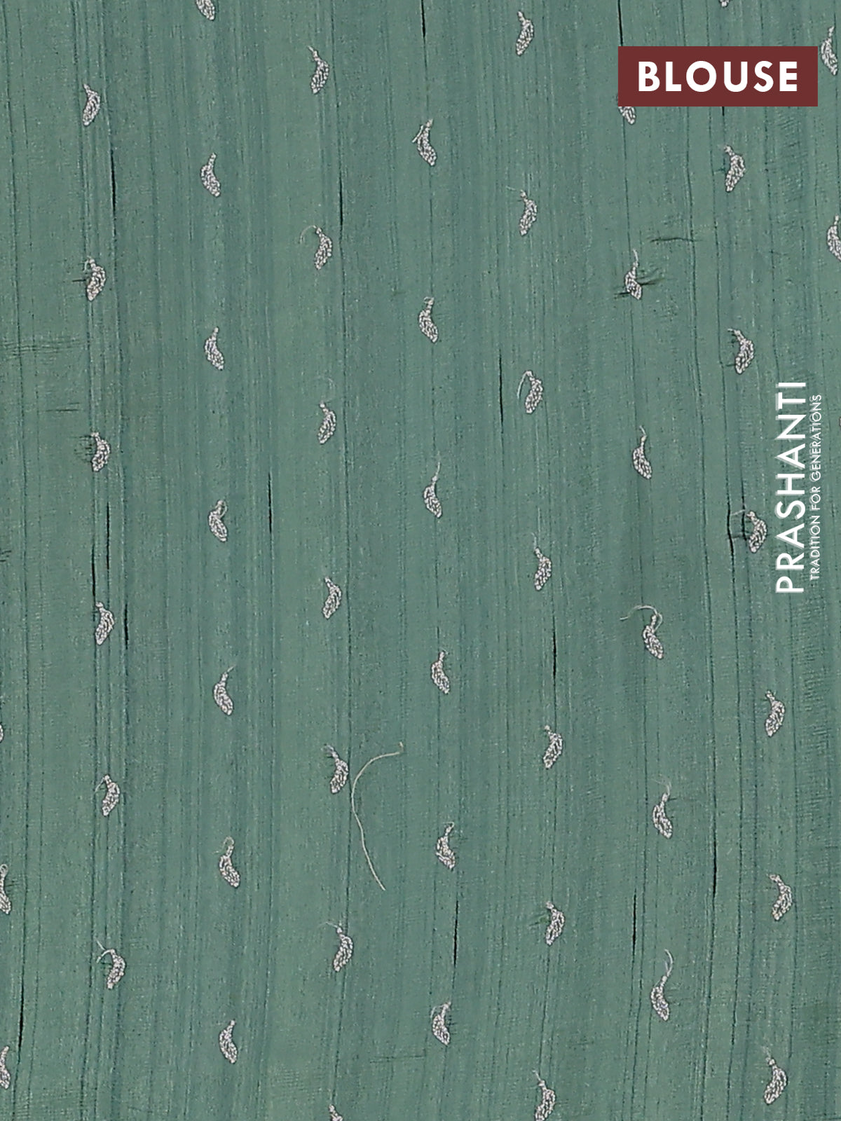 Semi raw silk saree green shade with leaf embroidery buttas in borderless style