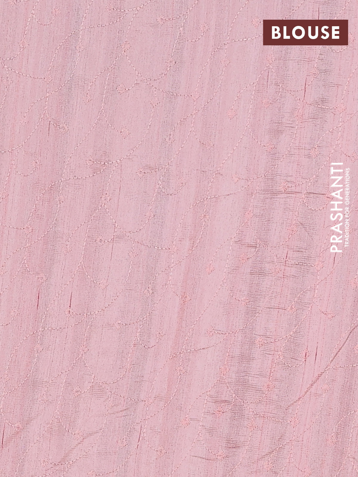 Semi raw silk saree mild peach with embroidery buttas and long embroidery border