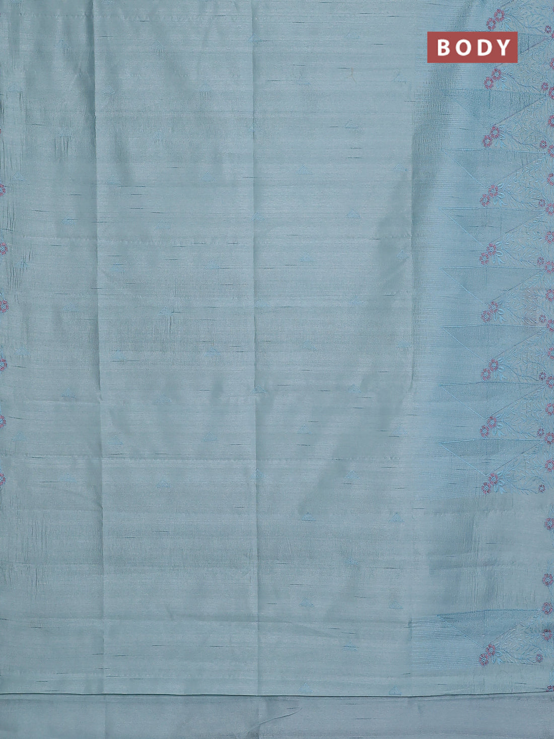 Semi raw silk saree pastel blue with embroidery buttas and long embroidery border